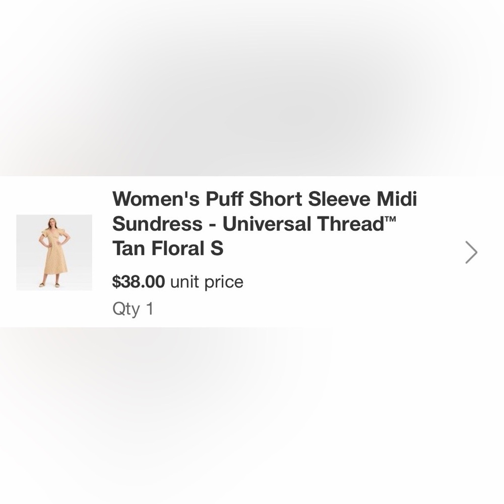 Universal Thread Tan Floral Midi Dress with Puff Sleeves - Picture 3 of 5